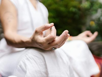 Close up of hands in meditation mudra